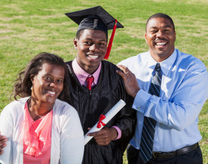A family with their son at graduation