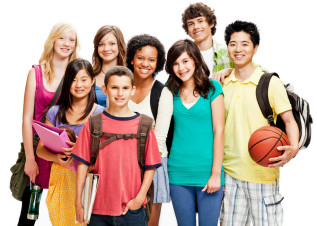 A diverse group of school children