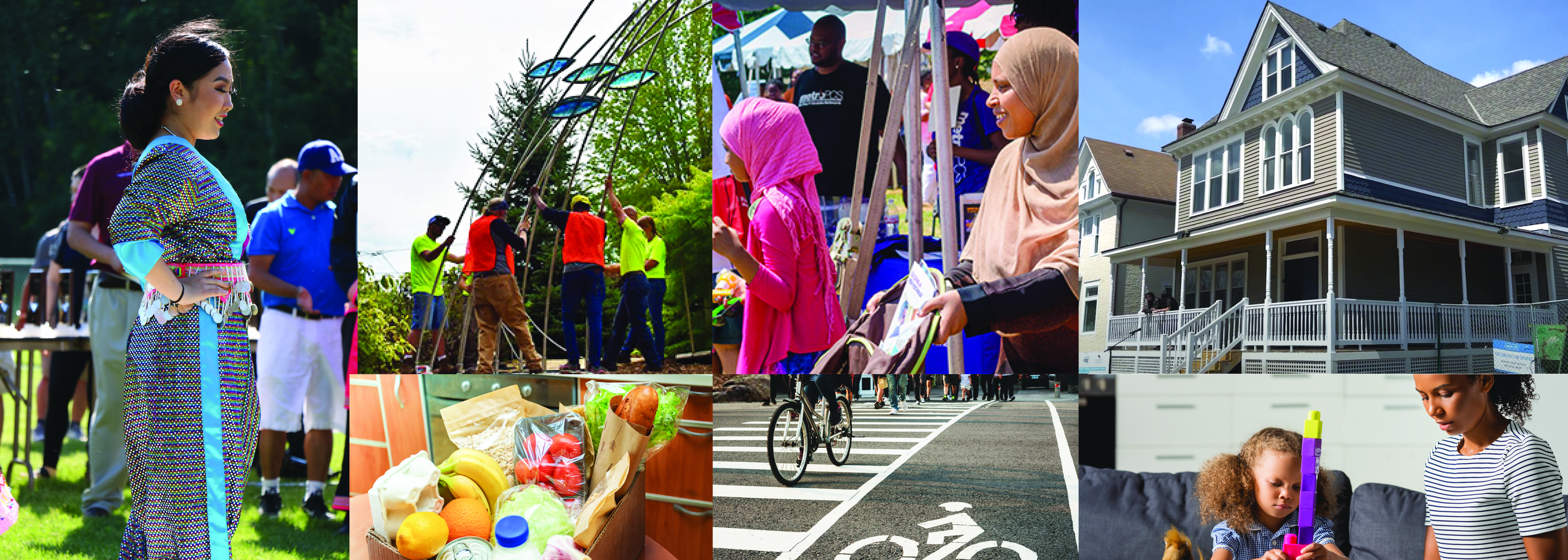 Photo montage of county residents, homes, and parks.