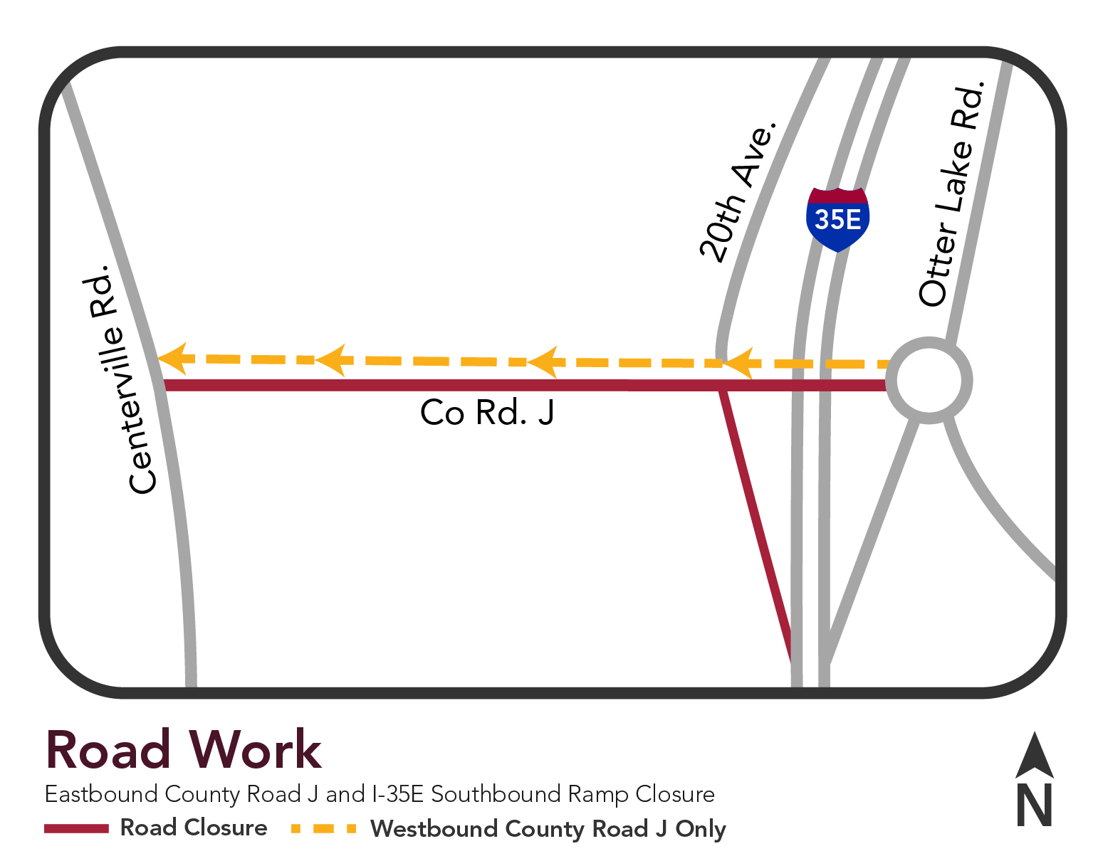Eastbound County Road J and I-35E southbound Ramp Closure