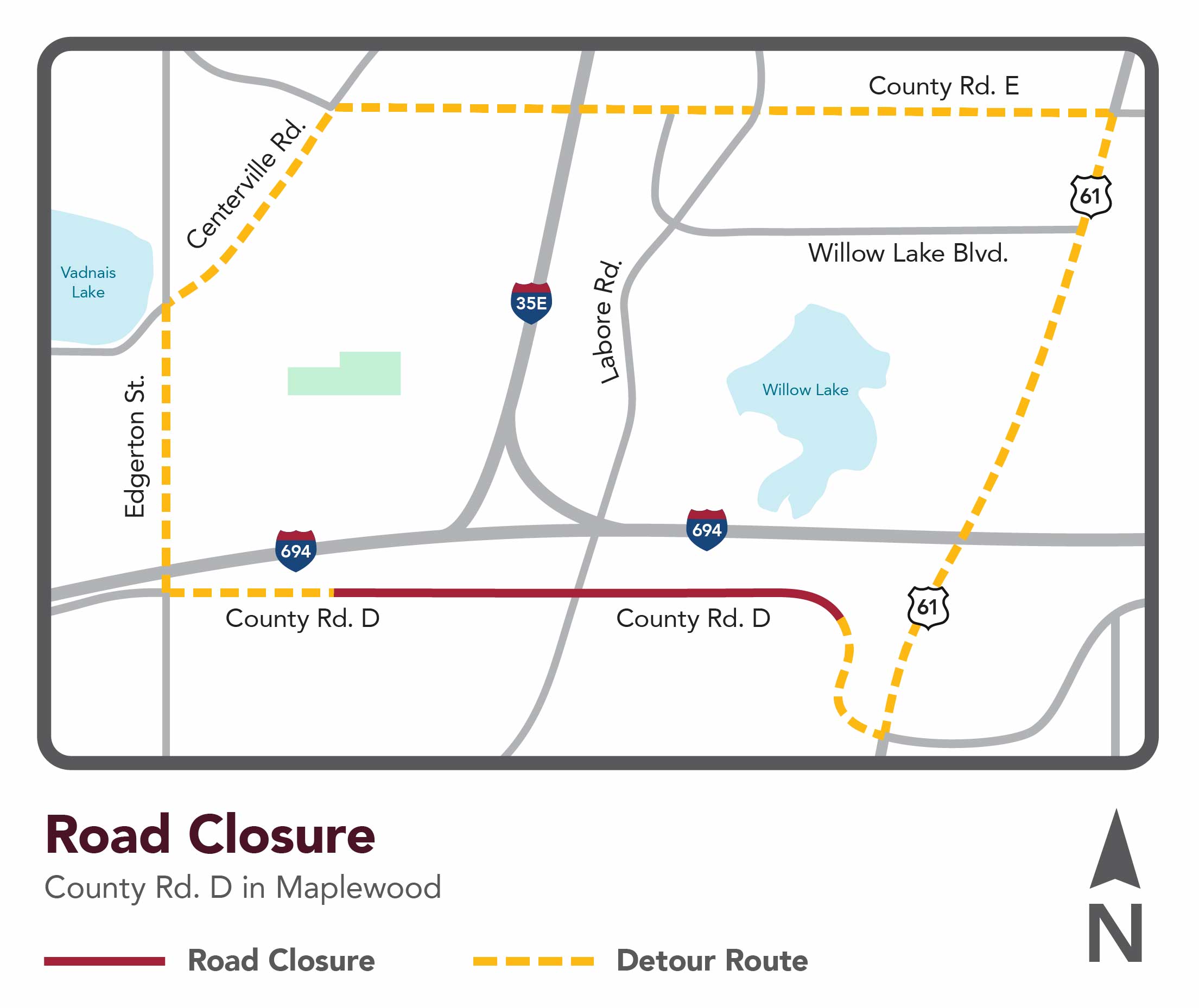County Rd B Reconstruction Project Area and Detour Map