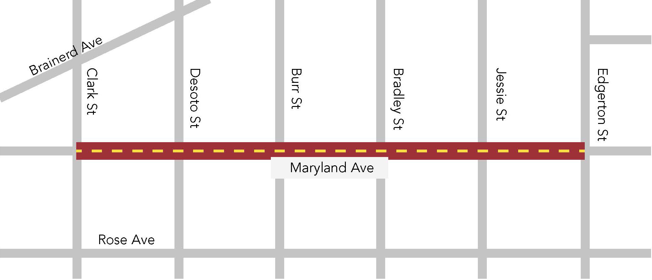 Marland Avenue reconstruction map from Clark St to Edgerton St