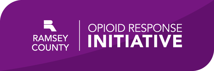 Ramsey County logo and Opioid Response Initiative wordmark on a purple background.